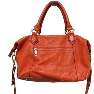 Ora Delphine Leather Handbag Orange Satchel Shoulder Bag